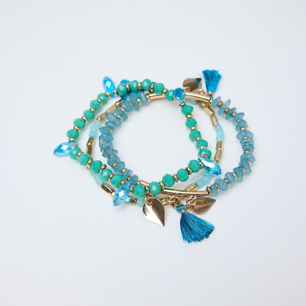 Holiday Bracelet Evoke 3 Strands Turquoise & Gold